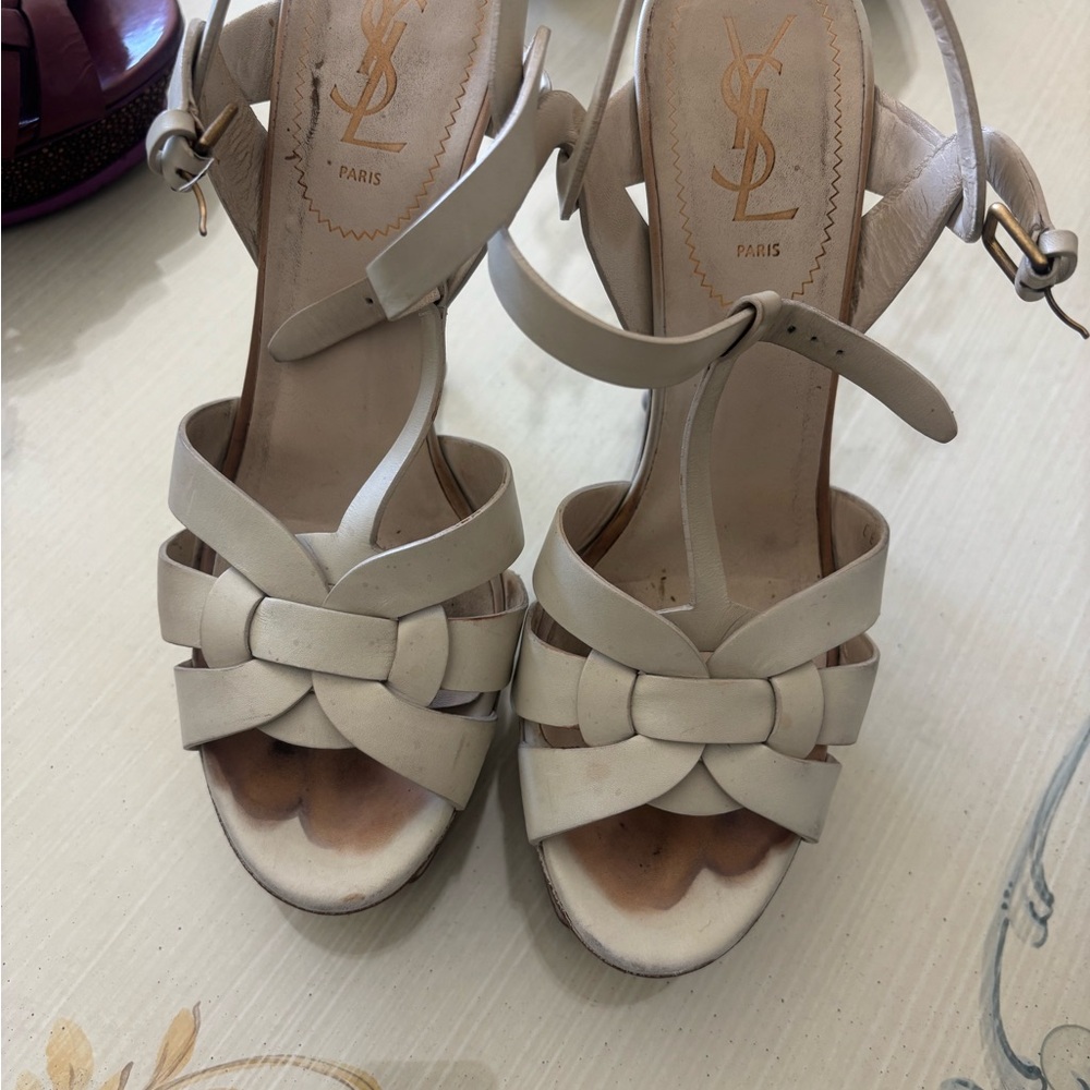 Yves Saint Laurent Beige Strappy Sandals